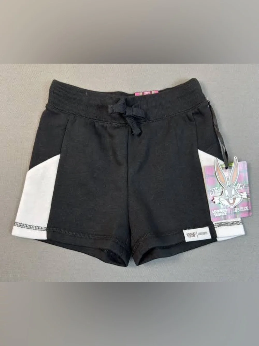 Justice Black Shorts with White Side Panels